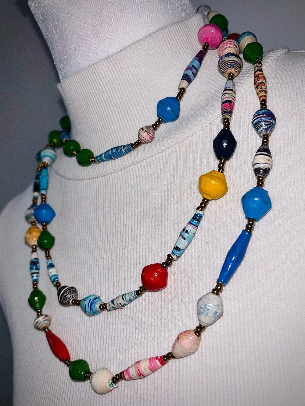 Handmade African Paper Bead Free Trade Necklace - Picture 10 of 10